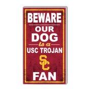 USC Trojans Beware of Dog Wooden Sign
